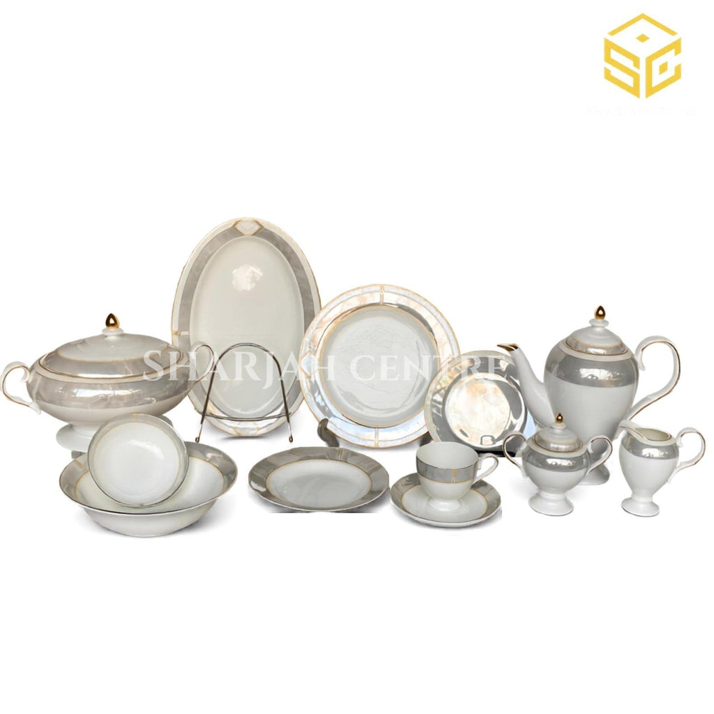 One More VICTO – Dinner Set for 12 Persons – 85 Pieces | Premium Pearl & Gold Fine China – Sharjah Centre