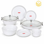 Graceware Regal White Dinner Set with Silver-Tone Details
