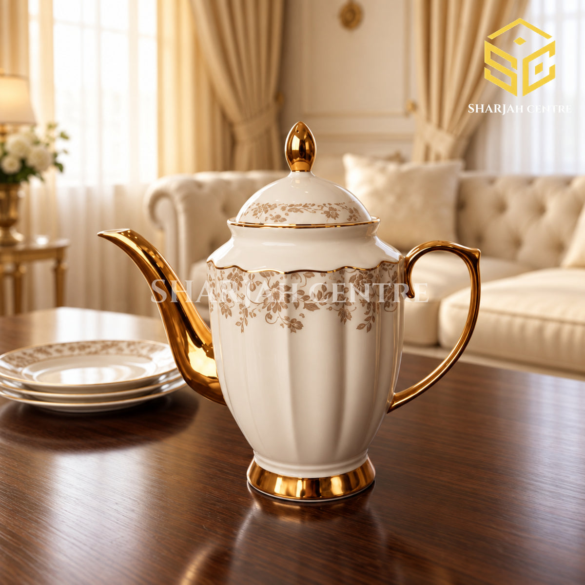 Johanson Bros fine bone teapot with gold detailing