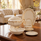 Ivory and gold fine bone serving-pieces collection
