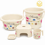 Beauty Bath white 5-piece floral plastic bathroom essentials set