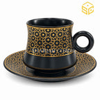 black and gold cup and saucer, floral gold design, premium tea cup, designer crockery, Sharjah Centre Multan