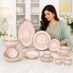 Elegance Leonardo 61-piece fine bone china dinner set with pink detailing and gold rims for 8 persons Model Bg