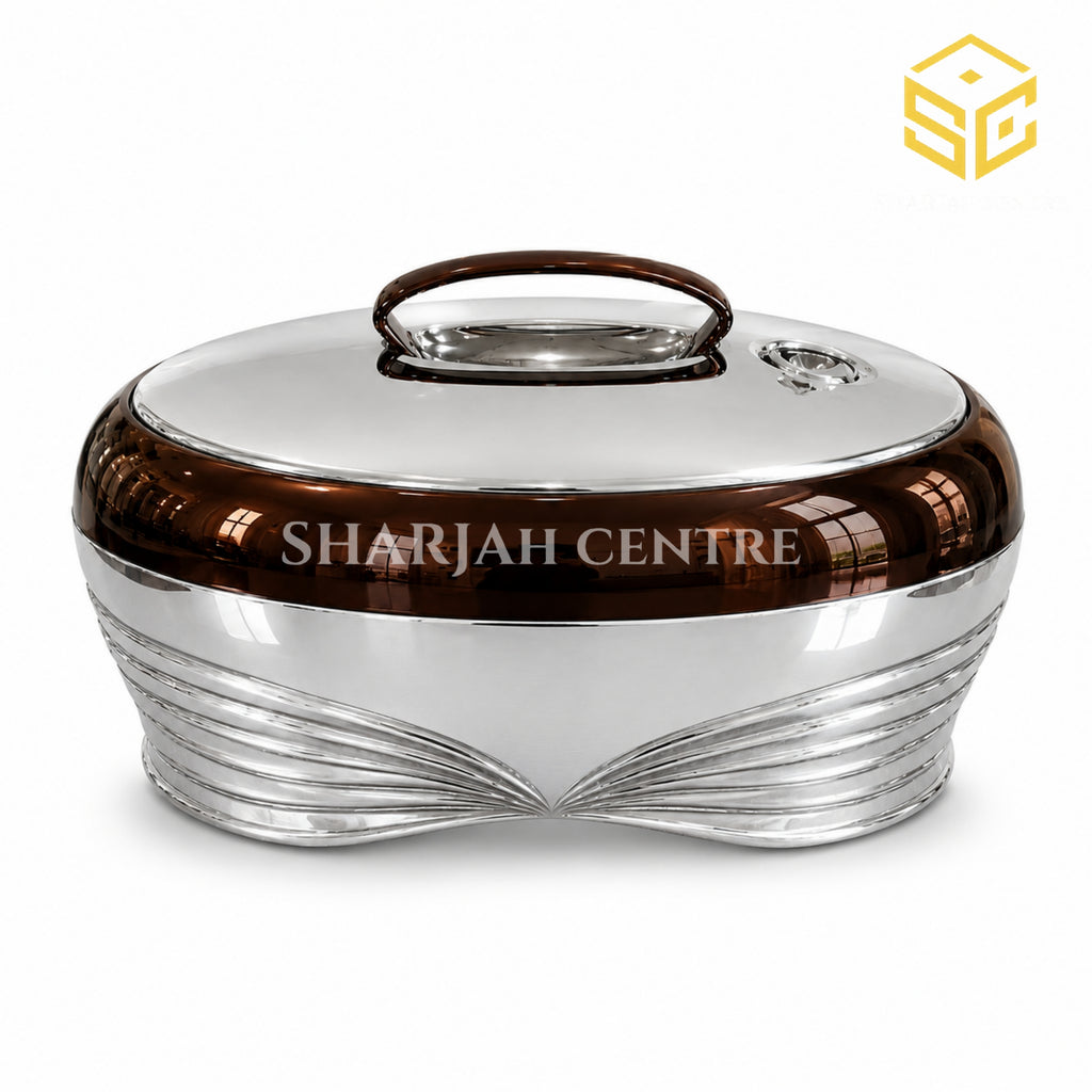 Golden Fire 5 litre coffee brown and silver chrome insulated hotpot wite bg