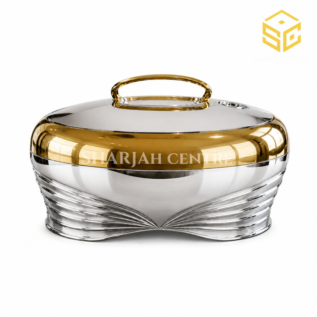 Golden Fire 5 litre gold and silver chrome insulated stainless steel hotpot