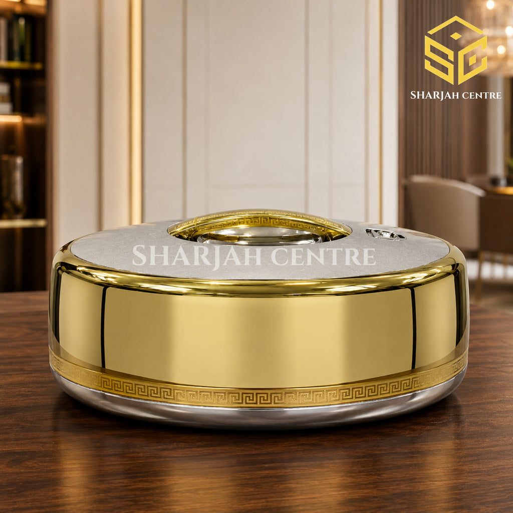 Golden Fire 5 litre gold and silver chrome insulated stainless steel hotpot