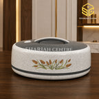 Golden Fire 5 litre ivory floral insulated hotpot with grey lid and wheat design