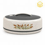 Golden Fire 5 litre ivory floral insulated hotpot with grey lid and wheat design