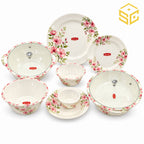 Graceware pink floral melamine dinner set, crystal coated dinnerware, 8 person serving, floral melamine plates and bowls, white background, Sharjah Centre Multan