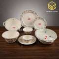 Graceware Theme 88-piece melamine dinner set, grey floral design, crystal coated dinnerware, melamine plates, melamine bowls, 8 person dinner set, Sharjah Centre Multan