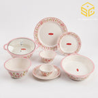 Graceware Theme 88-piece melamine dinner set, pink floral dinnerware, crystal coated melamine plates, melamine bowls, 8 person dinner set, Sharjah Centre Multan