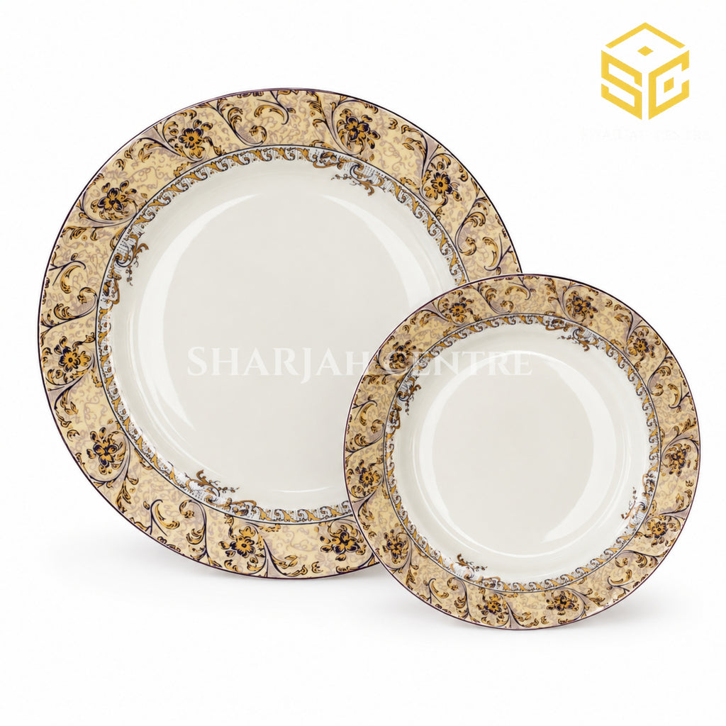 Green Crockery beige and gold baroque fine bone china dinner set