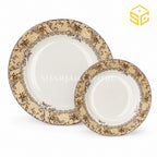Green Crockery beige and gold baroque fine bone china dinner set