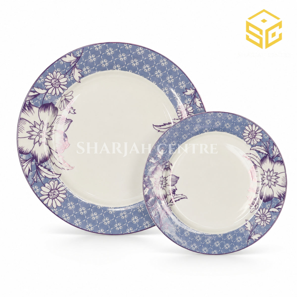 Green Crockery blue-grey floral fine bone china dinner set for 8 persons