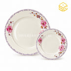 Green Crockery ivory fine bone china dinner set with pink rose pattern