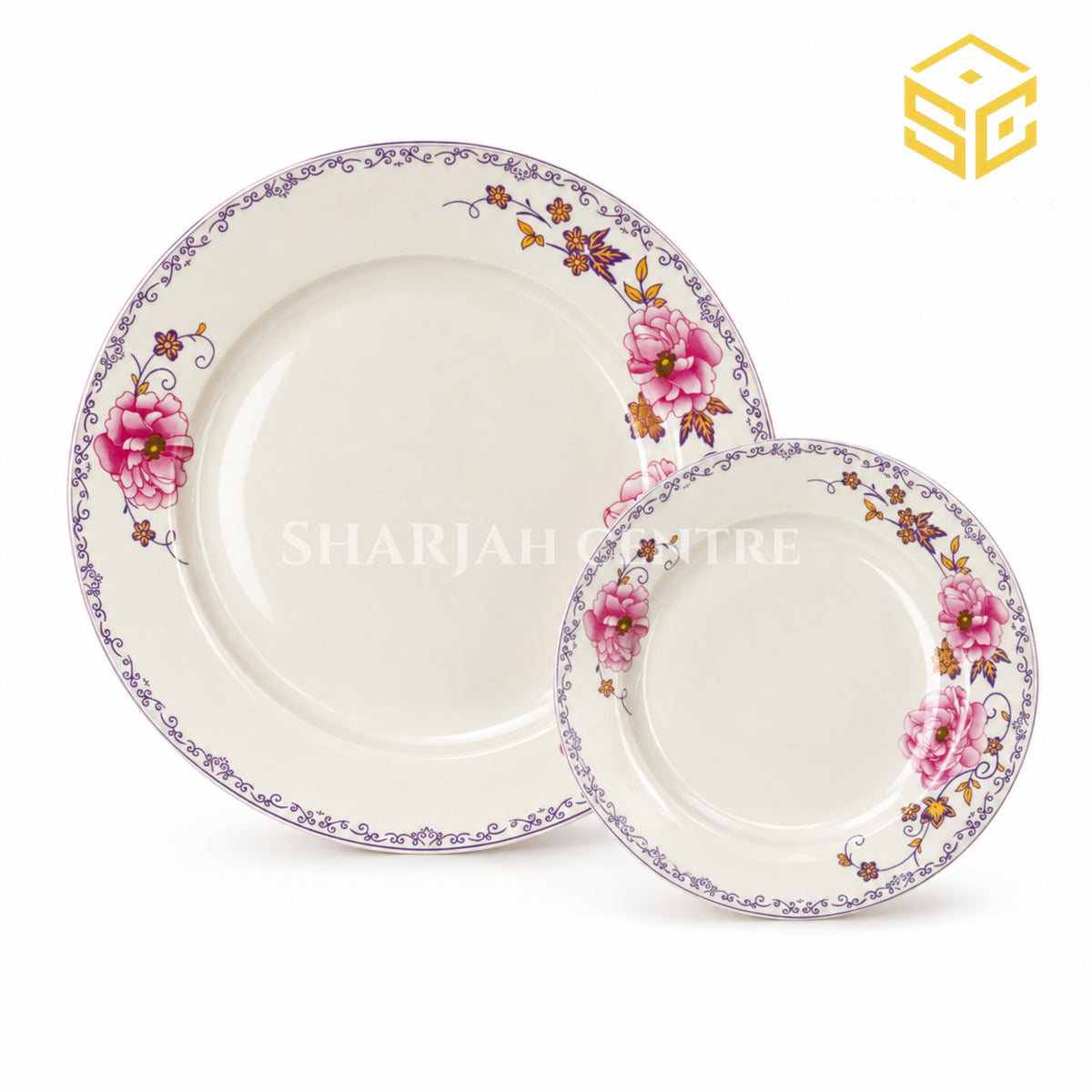 Green Crockery ivory fine bone china dinner set with pink rose pattern