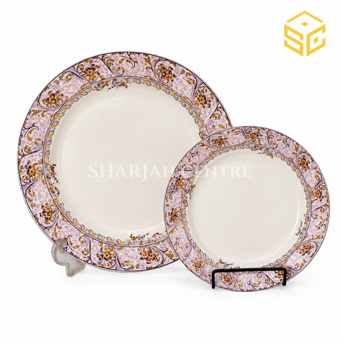 Green Crockery lavender and gold baroque fine bone china dinner set