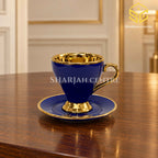 Royal blue gold tea cup and saucer luxury table setting – Sharjah Centre