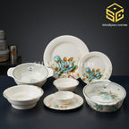Modern Nice 77 piece melamine dinner set, blue floral dinnerware sets, melamine plates, melamine bowls, double glazed crystal coated dinnerware, Sharjah Centre Multan