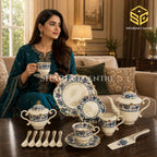 Royal Albert England 31-piece bone china tea set with 6 person serving and multicolour floral pattern model bg