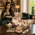 Royal Albert England 31-piece bone china tea set with 6 person serving and pink rose pattern model bg