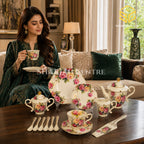 Royal Albert England 31-piece bone china tea set with 6 person serving and pink rose pattern model bg
