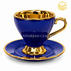 Royal blue and gold luxury cup and saucer set – Sharjah Centre Multan