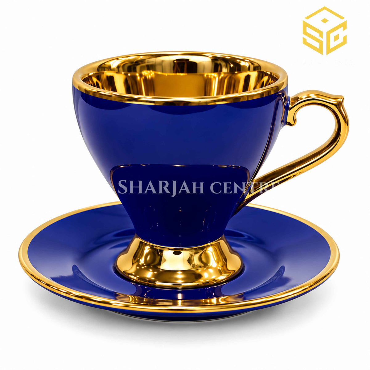 Royal blue and gold luxury cup and saucer set – Sharjah Centre Multan