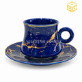 royal blue cup and saucer, gold marble design, premium tea cup, luxury crockery, Sharjah Centre Multan