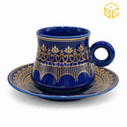 royal blue designer cup and saucer, ornate gold detailing, premium crockery, tea serving cup, Sharjah Centre Multan