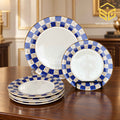 royal blue cake set, gold rim dessert plates, round cake serving plate, luxury cake set design, Sharjah Centre Multan